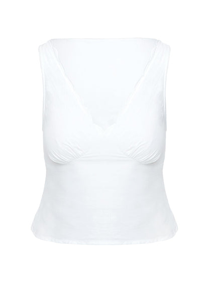 Cappucino Lace Trim Top White