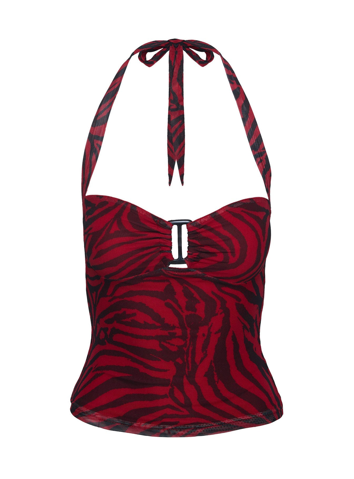 Cielo Mesh Halter Top Red Zebra