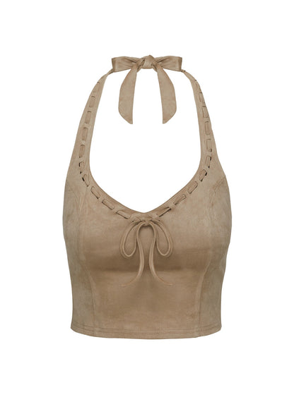 Eternal Youth Faux Suede Top Taupe
