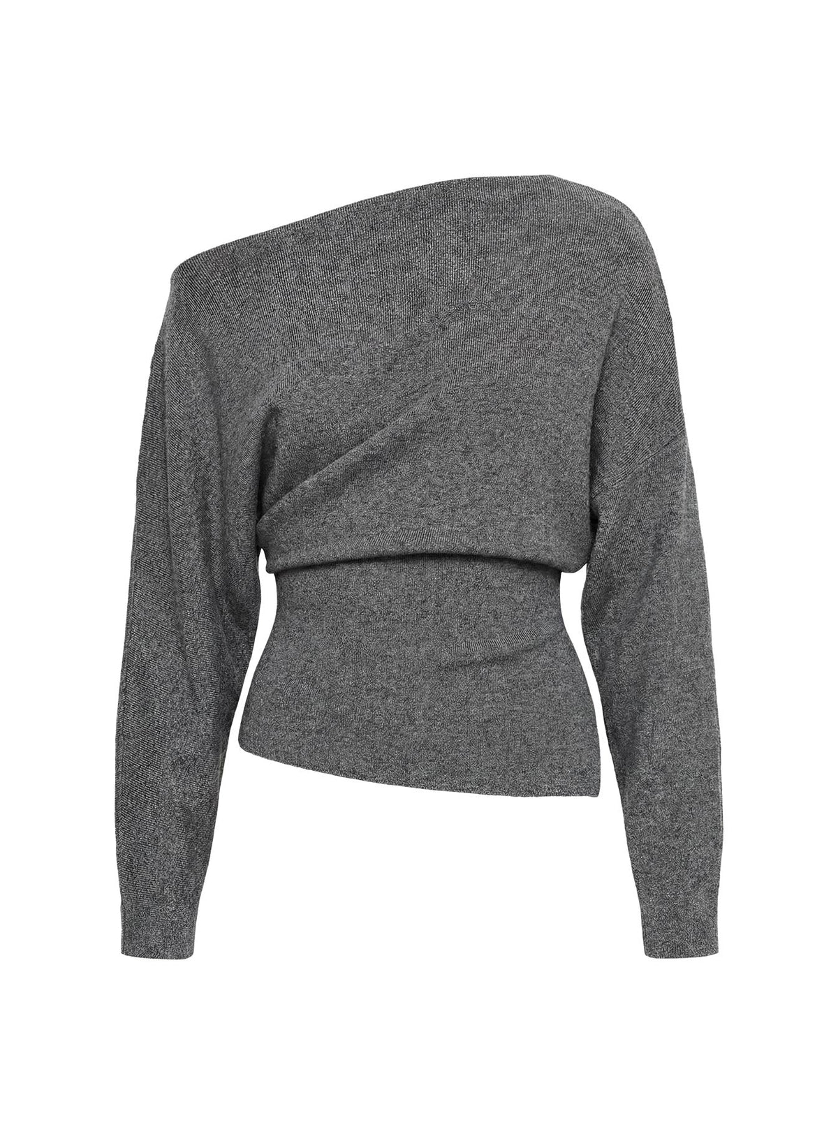 Kaelith Off shoulder Knit Sweater Dark Grey
