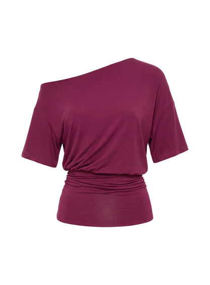 Ashlinn Off Shoulder Drapey Top Cherry Lacquer