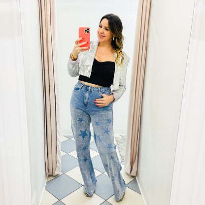 Sequin Crop blazer