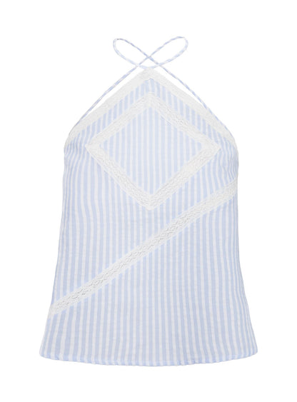 Jezabele Halter Top Blue Stripe