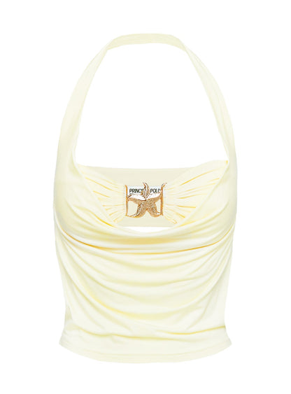 Money Talks Star Detail Top Yellow