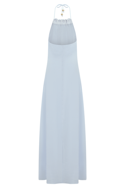 Abeda Cotton Maxi Dress With Hardware - Pale Blue