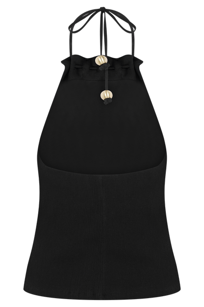 Abeda Cotton Top With Hardware - Black