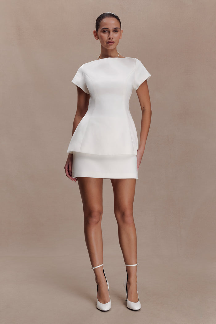 Adeline Satin Mini Skirt - White