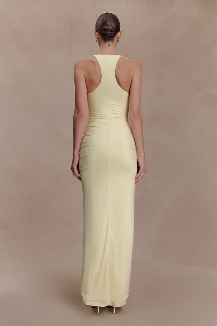 Alessandra Slinky Ruffle Maxi Dress - Lemon