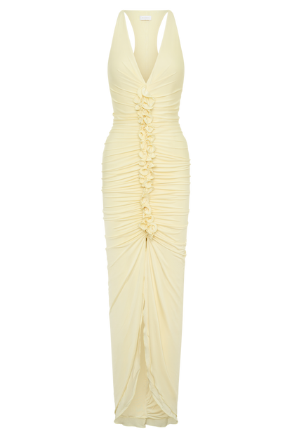 Alessandra Slinky Ruffle Maxi Dress - Lemon