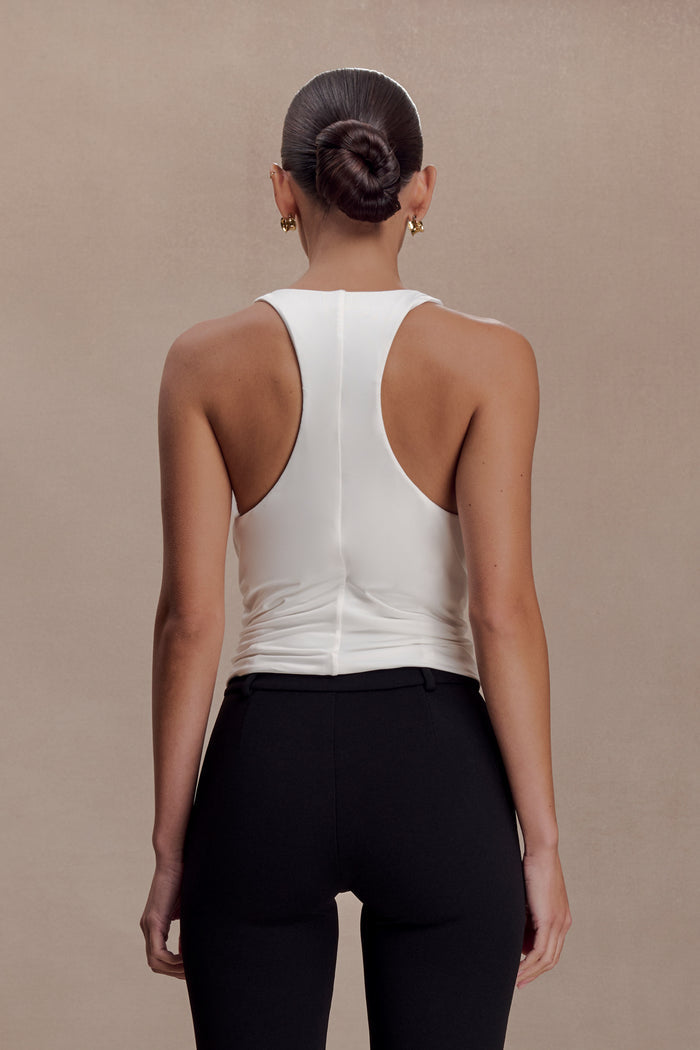 Alessandra Slinky Ruffle Top - Ivory