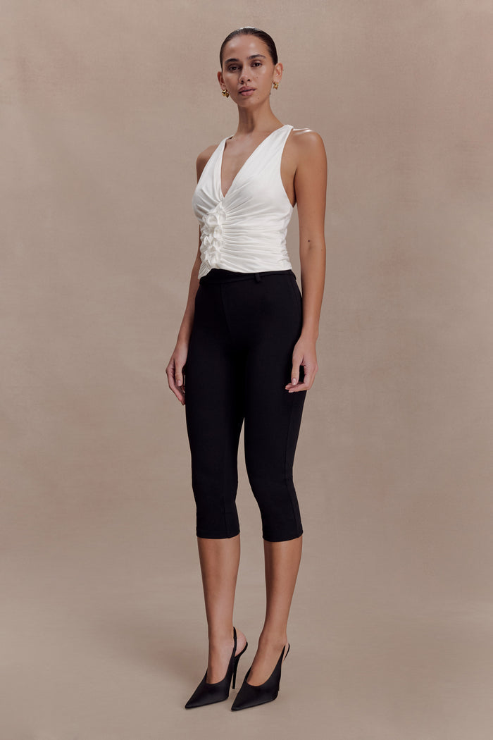 Alessandra Slinky Ruffle Top - Ivory
