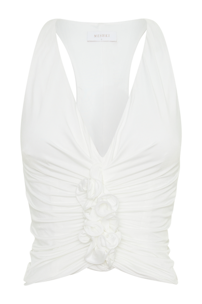 Alessandra Slinky Ruffle Top - Ivory