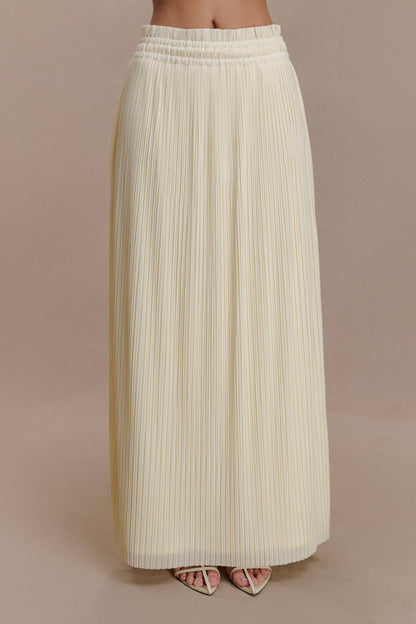Amaris Gathered Plisse Maxi Skirt - Lemon