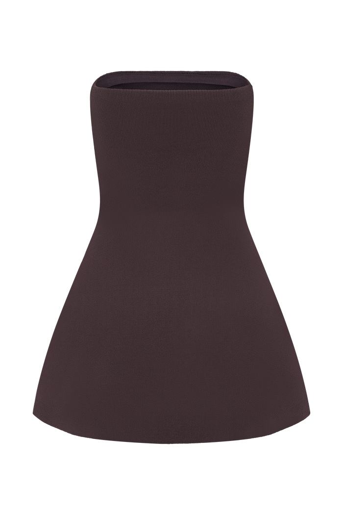 Anette Bandage Knit Strapless Top - Chocolate