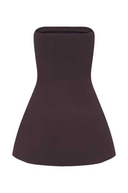 Anette Bandage Knit Strapless Top - Chocolate