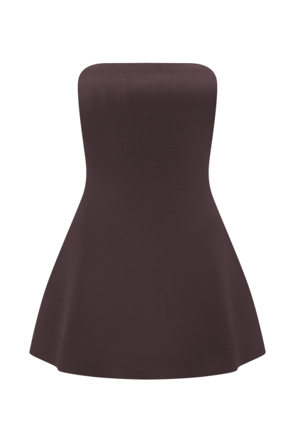 Anette Bandage Knit Strapless Top - Chocolate