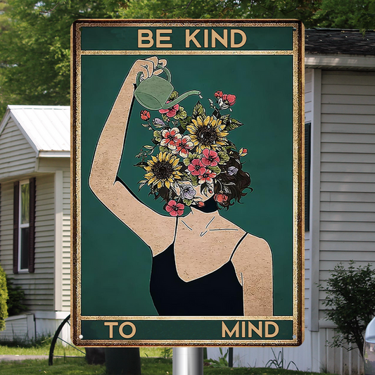 Artistic Portrait Watering Flowers -  Personalized Custom Metal Sign