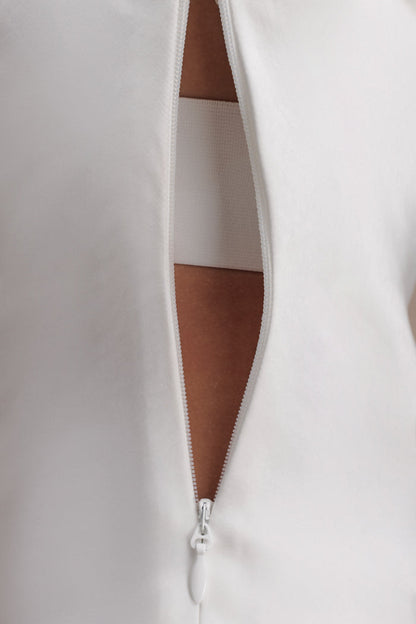 Ashley Cowl Neck Lace And Satin Maxi Dress - Ivory