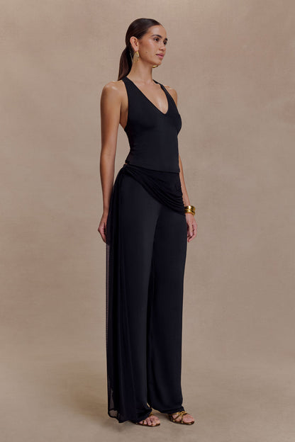 Aspyn Slinky And Mesh Top - Black
