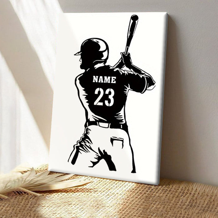Baseball Player Gift For Dad, Husband, Son Home Decor Personalized Custom Framed Canvas Wall Art