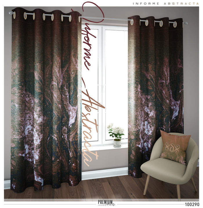 Brown Abstract Art PREMIUM Curtain Panel, Available on 12 Fabrics, Made to Order. 100290