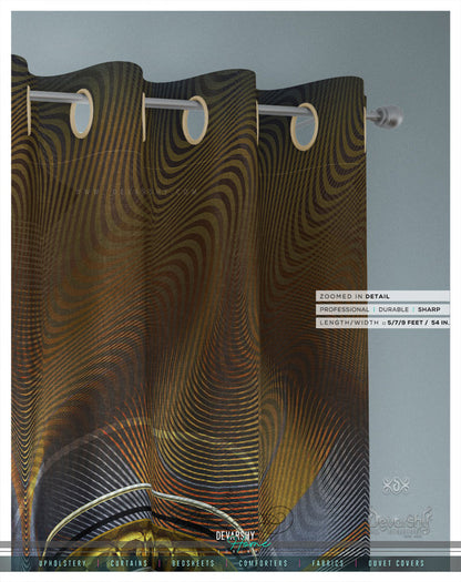Brown Futuristic Design PREMIUM Curtain Panel. Available on 12 Fabrics. Made to Order. 100329
