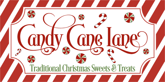 C067 Candy Cane Lane Sign, Holiday Sign, Wreath Attachment
