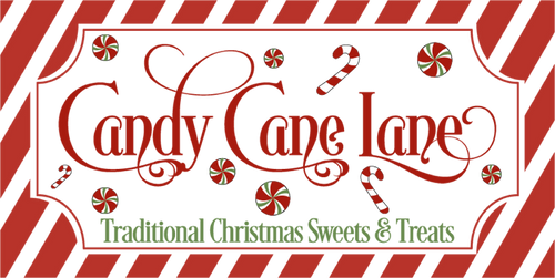 C067 Candy Cane Lane Sign, Holiday Sign, Wreath Attachment