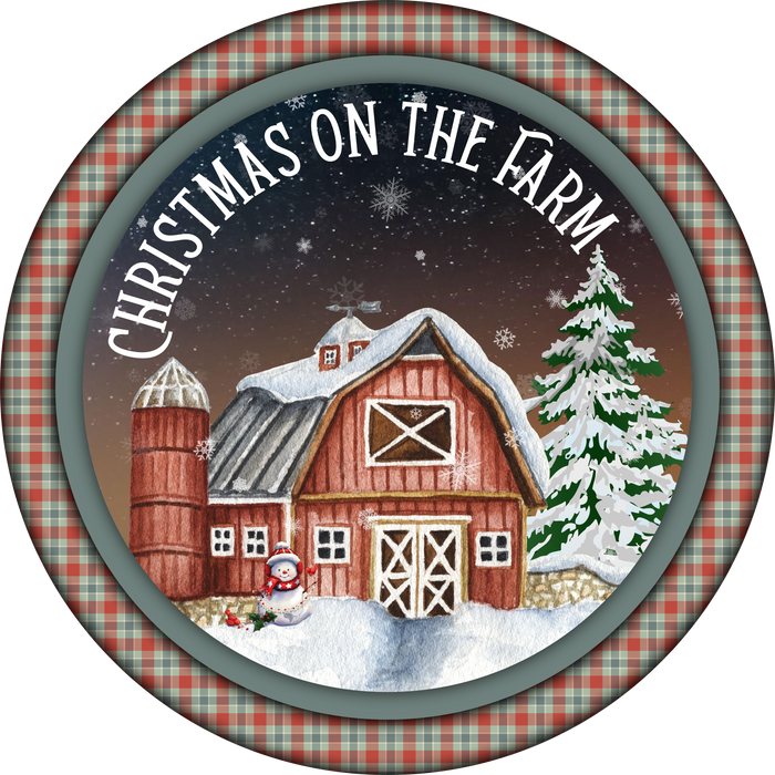 C091 Christmas on the Farm Sign, Holiday Sign Christmas Sign, Wreath Sign, Wreath Center