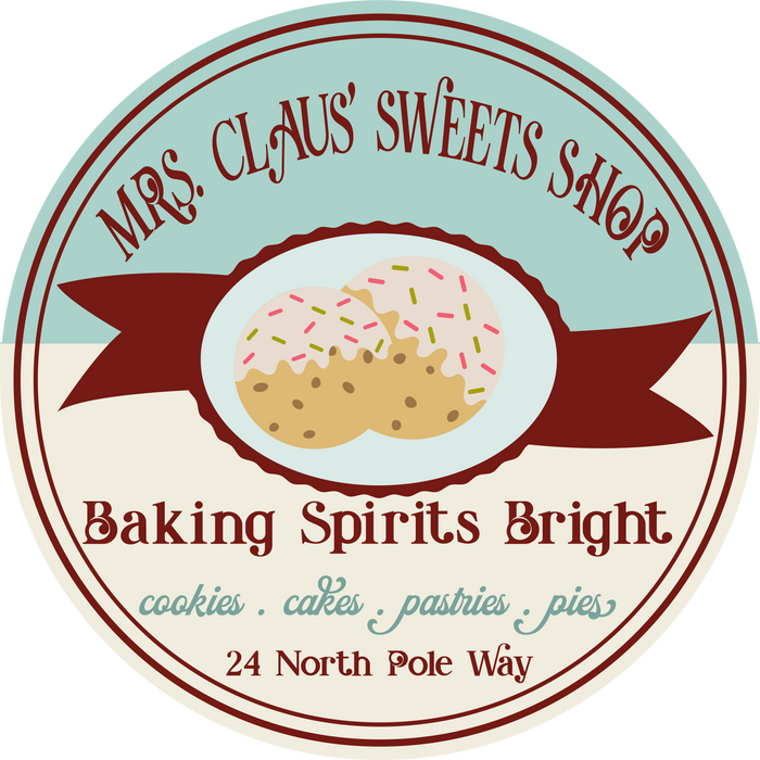 C099 Mrs Claus Sweets Shop Sign, Holiday Sign, Christmas Sign, Wreath Supplies, Wreath Center