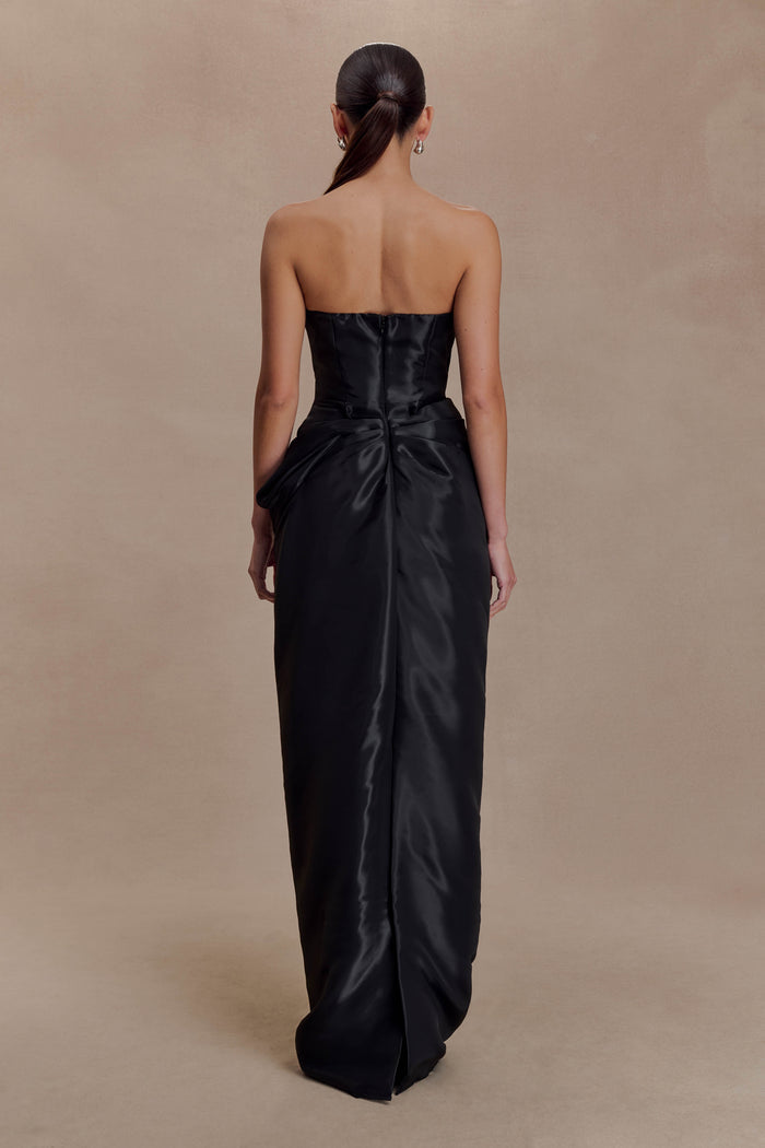 Calliope Strapless Organza Maxi Dress - Black