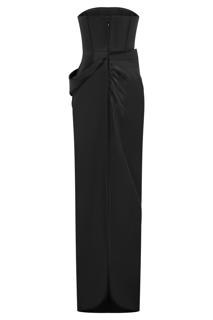Calliope Strapless Organza Maxi Dress - Black