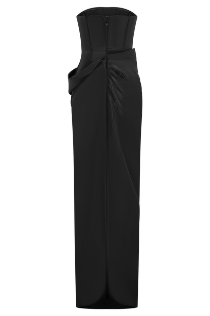 Calliope Strapless Organza Maxi Dress - Black