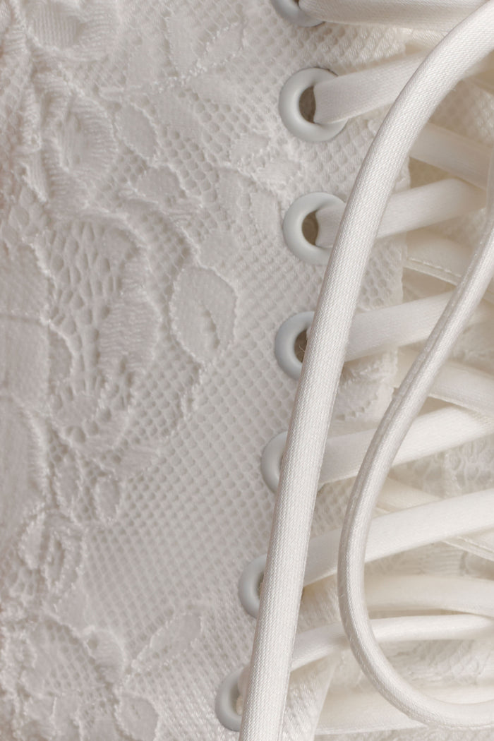 Camille Beaded Satin And Lace Corset Top - Ivory
