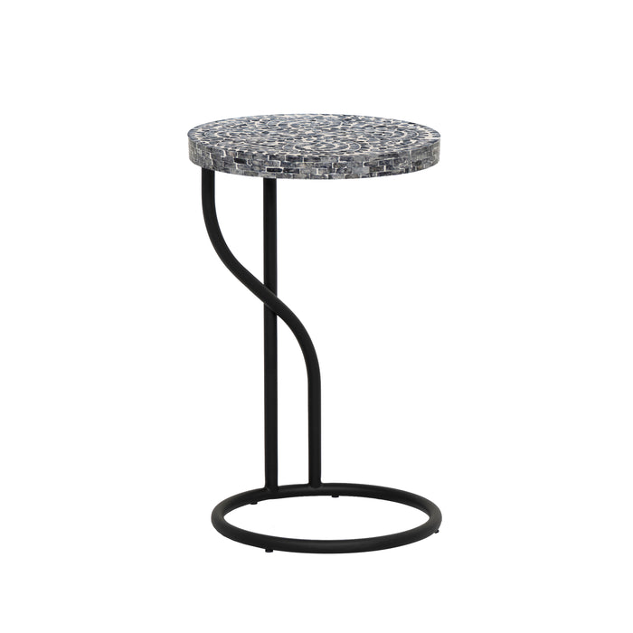 Capiz Round Metal Side Table