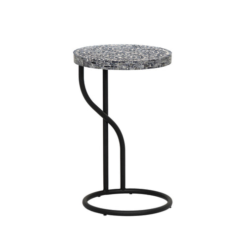Capiz Round Metal Side Table