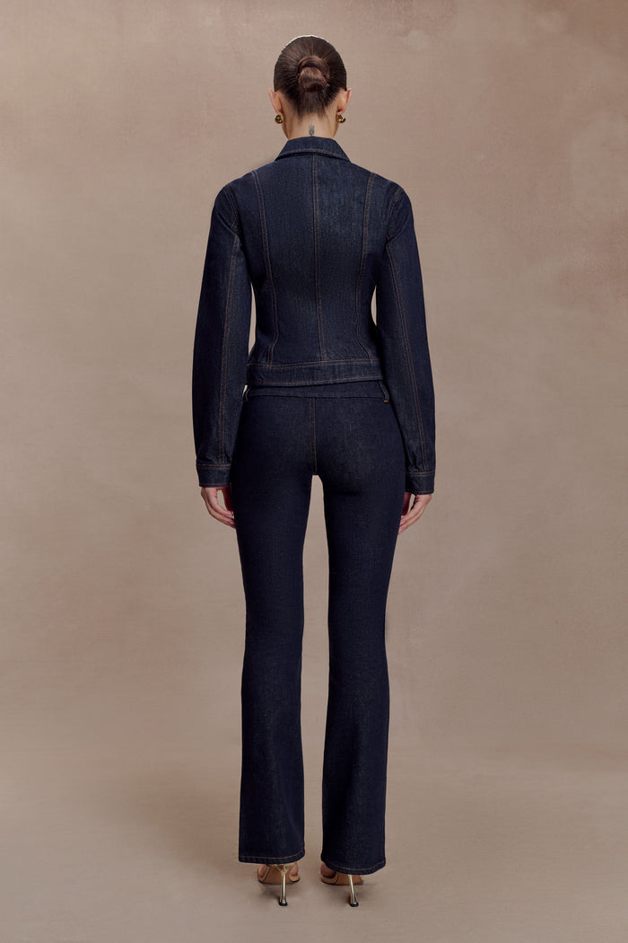 Cierra Cinched Jacket Top - Washed Indigo Blue