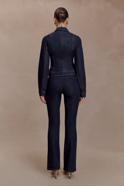Cierra Cinched Jacket Top - Washed Indigo Blue