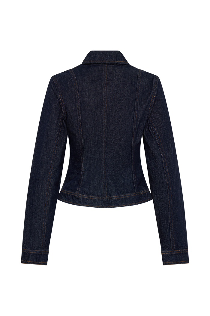Cierra Cinched Jacket Top - Washed Indigo Blue