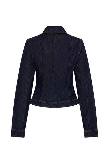 Cierra Cinched Jacket Top - Washed Indigo Blue