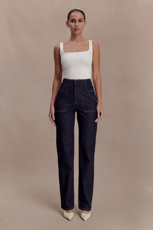 Clarrissa High Rise Jeans - Washed Indigo Blue