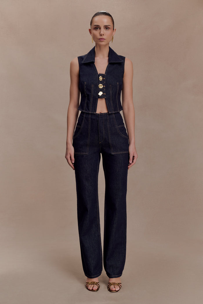 Clarrissa High Rise Jeans - Washed Indigo Blue