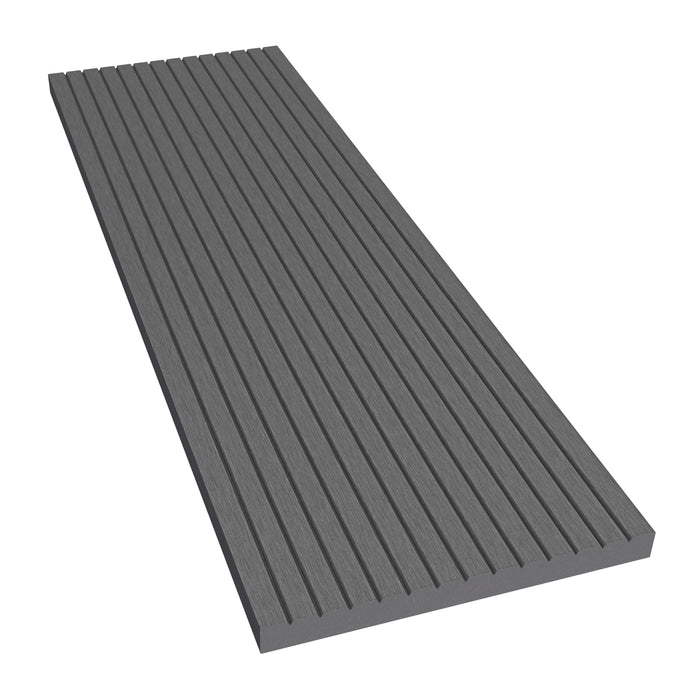 NeoTimber Classic Composite Cladding Fascia Board – Grey – Angled Close-Up - Grooved