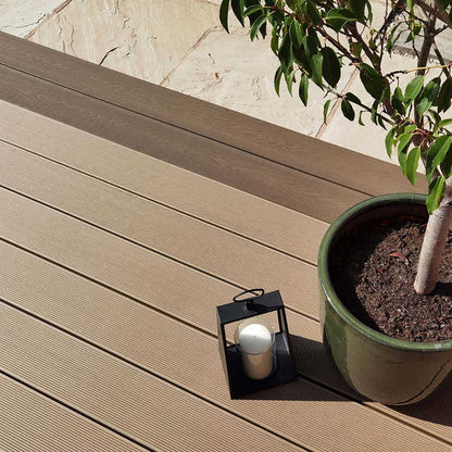 NeoTimber Classic Hollow Composite Decking – Teak – Lifestyle Deck View