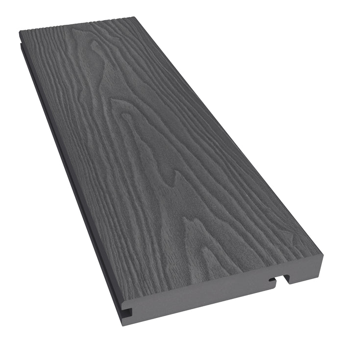 NeoTimber Classic Woodgrain  Composite Decking Edge Board – Grey – Angled Close Up