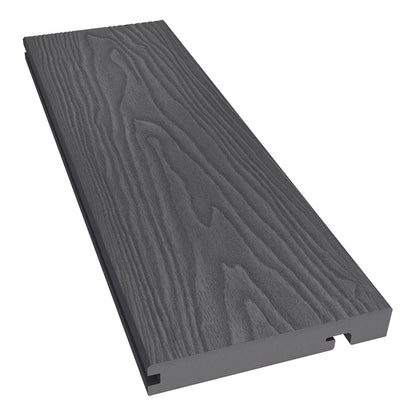 NeoTimber Classic Woodgrain  Composite Decking Edge Board – Grey – Angled Close Up