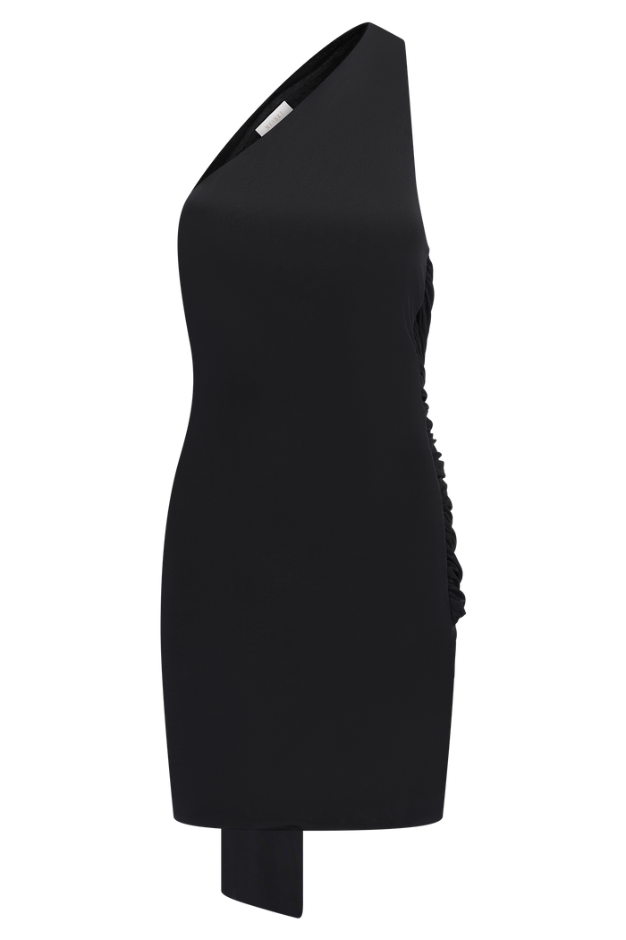 Claudette Slinky Mini Dress With Hardware - Black