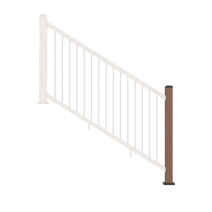 NeoTimber Composite Balustrade Stair Railing Post - Front On - Teak