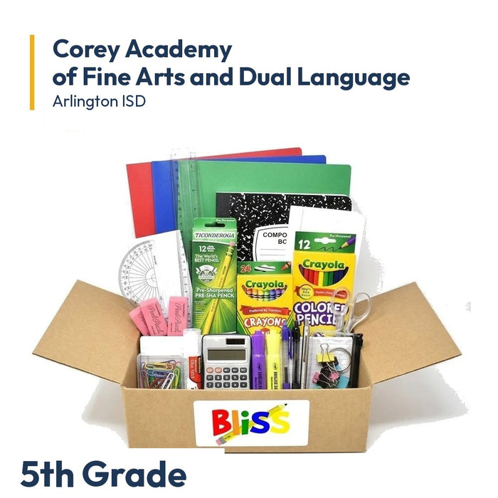 Corey Academy of Fine Arts and Dual Language 5th Grade School Supply Kit