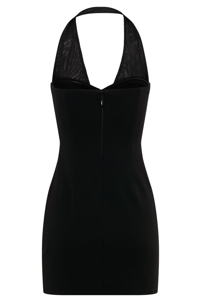 Cressida Crepe Halter Mini Dress - Black